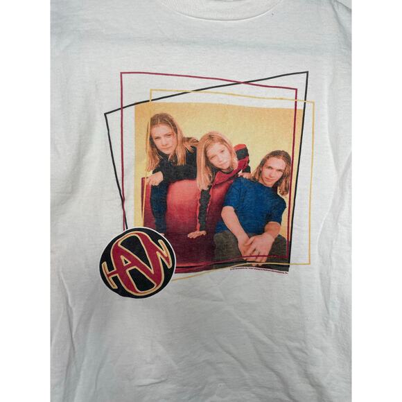 Vintage 1997 Youth Large Hanson T Shirt Short Sleeves White Band Shirt - Picture 2 of 6
